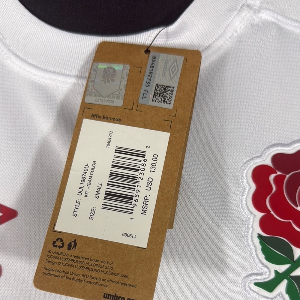 Umbro England White & Red Women’s Rugby Jersey – Size Small (NWT - Picture 3 of 8